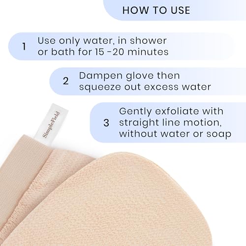 SimpleField Korean Exfoliating Mitt for Remove Dead Skin. 2 Pack 100% Viscose Kessa Deep Exfoliating Gloves for Body Scrub, Keratosis Pilaris & Self Tanning Removal. Smooth Skin Surface. (Muted Peach) - style: 2 Piece Muted Peach