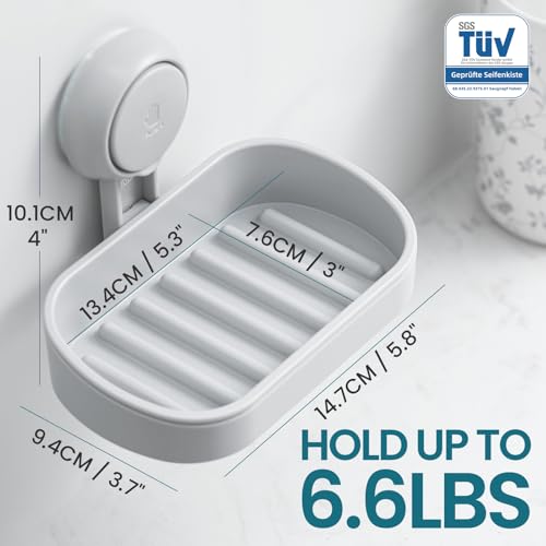 TAILI Soap Holder Soap Dish for Shower, Suction Cup Soap Holder for Shower Wall, Bathroom Accessories, Removable Strong Hold Soap Saver, Drill Free, Grey - color: Grey, size: 1 Tier