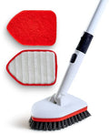 Moku Home Shower Scrubber 3 in 1 Extendable Long Handle 58" Cleaning Brush | Non-Scratch Bathroom Scrubber for Tub, Tile, Shower, Kitchen, Toilet, Sink, Wall & Floor; Telescopic Shower Cleaning Brush - color: Red