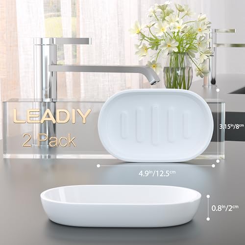 2Pcs/SetBathroom Soap Dishes, Not Plastic！,Bamboo Soap Dishes Holder for Bathroom Shower, Bathroom Sink Soap Dish (White) - color: 2pcs White2.0