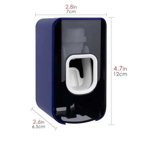 2 Slot Toothbrush Holder and Toothpaste Dispenser Wall Mounted, Automatic Toothpaste Squeezer, 2 in 1 Tooth Brush Toothpaste Organizer for Shower (Dark Blue) - color: Dark Blue, size: 1