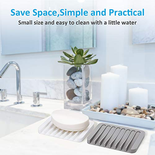 4PCS Self-Draining Silicone Bar Soap Dish and Holders for Shower | Easy Clean, Can Extend Soap Life, Premium Sponge Holder for Sink, Kitchen, Bathroom, or Counter, Soap Tray for Shower