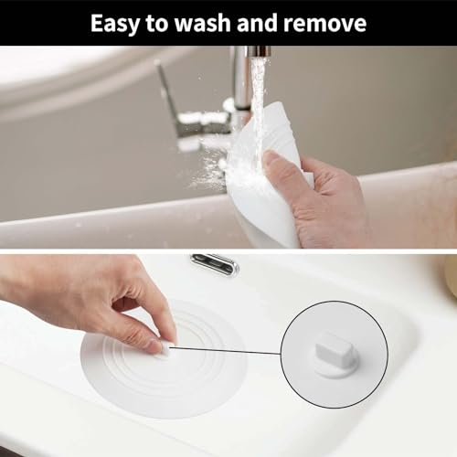 Vaincre White Bathtub Drain Stopper - 2PCS 5" Silicone Kitchen Bathroom Hair Water Shower Stopper, Bathtub Drain Plug, Universal Flat Suction Shower Kitchen Cover, Bathroom Laundry Accessories - color: White+white