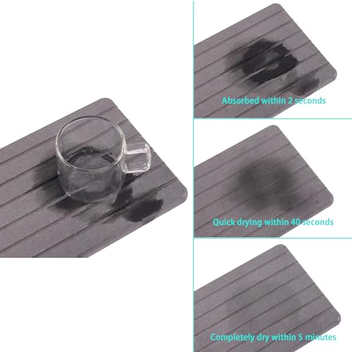 NiuYichee 2 PCS Water Absorbent diatomite Coasters, 9.5" x 5.5" Water Absorbing Stone Tray for Sink, Stone Drying mat for Kitchen Counter, Stone soap Tray Used for Hand Soaps & toiletries & Plants - color: Dark Grey, size: 9.5 x 5.5 inches