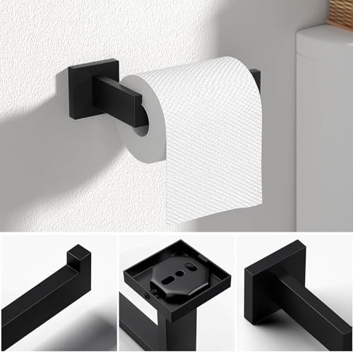 JOPOFI 5 Piece Towel Bar Set - 15.7Inch Bathroom Towel Holder - Matte Black | Stainless Steel Towel Racks for Bathroom Wall Mounted, Towel Rod for Bathroom Wall - color: Matte Black（5 Piece）, size: 15.7 inch