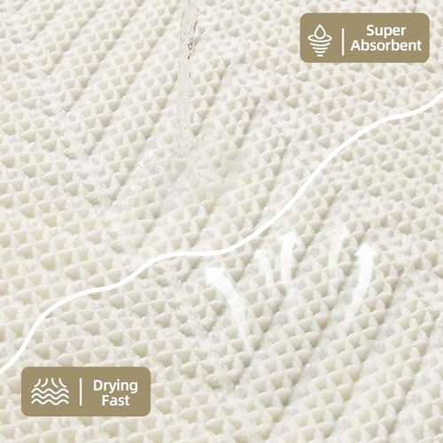 Sunfly Waffle Bath Mat, Boho Bathroom Rugs Non-Slip Washable Super Absorbent Quick Dry, Farmhouse Bathroom Decor 16"x24" Cream - color: Cream, size: 1'4" x 2' (Rectangular)
