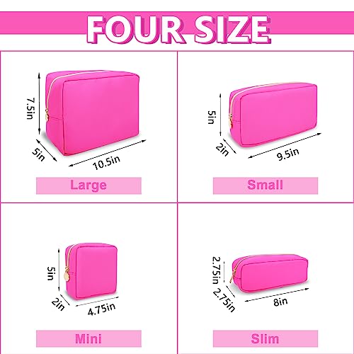 UIXIZQ Small Makeup Pouch for Purse, Nylon Travel Toiletry Storage Pouch Cute Preppy Cosmetic Bag for Women Girls, Waterproof Makeup Organizer Skincare Bag Purse with Zipper (Small-Bubblegum) - color: Bubblegum, size: Small