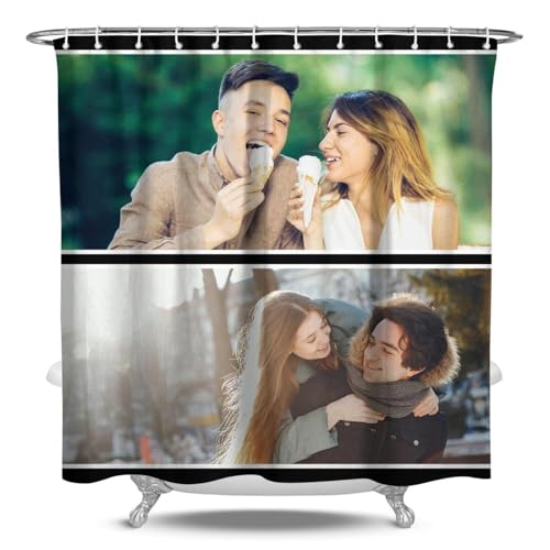 Personalized Shower Curtain Set Custom Photo Shower Curtains Modern Minimalist Home Bathroom Curtain Decor with 12 Hooks 72 Inch Wide * 72 Inch High - color: 2 Photo, size: 72"W x 72"L (Pack of 1)