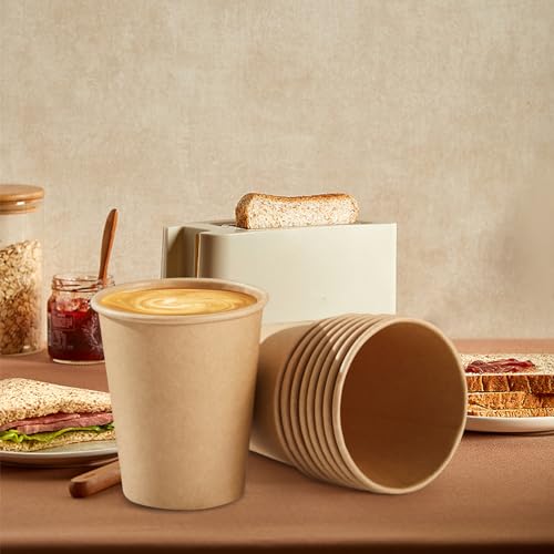 SIUQ 400 Pack 8 oz Kraft Paper Cups, Unbleached Disposable Paper Coffee Cups, Thickened Hot/Cold Beverage Drinking Cup for Party, Home, Cafes, Bistros, Businesses (Brown) - style: 8oz-400pack