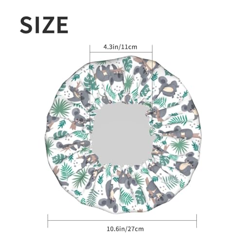 Funny Koala Shower Cap For Women Reusable Waterproof Double Layers Bath Cap Hair Protection Elastic Ladies Spa Salon Shower Hat - color: Animals Koala