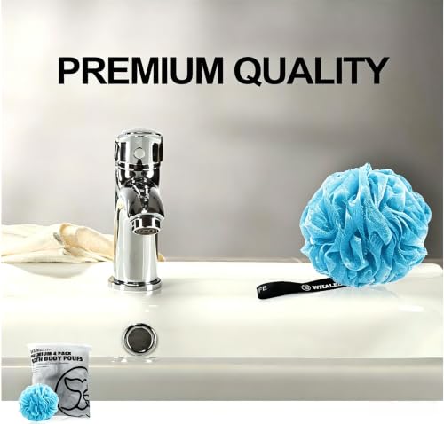 Loofah Bath Sponges - Gentle Exfoliating Shower Loofah for Rich Lather, Durable Mesh Body Scrubber for Men & Women 4 Pack (Sky Blue) | Durable mesh creates rich lather, soft exfoliating loofah for men & women daily shower - style: Sky Blue
