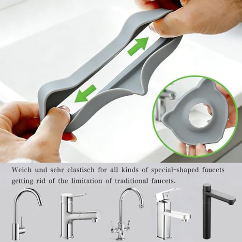 Compact Silicone Kitchen Sink Faucet Splash Proof Mat, Tap Water Diversion Splash Guard Drain Pad(Light Grey,2PCS) - color: LightGreyx2