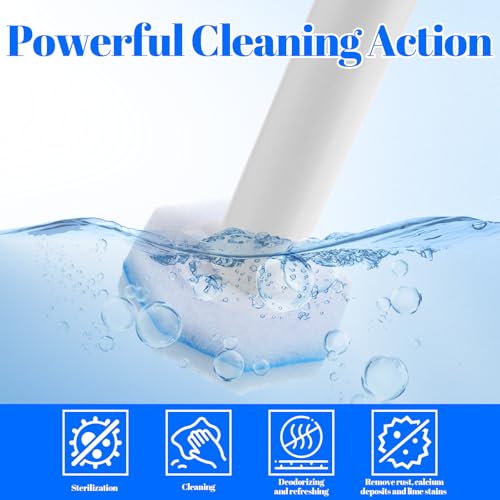 60 Counts Disposable Toilet Wand Refills Compatible with Most Bowl Brush Wand, Disposable Bathroom Toilet Brush Scrubber Heads, Toilet Bowl Cleaner Refill Pads for Stain Removal Deep Cleaning