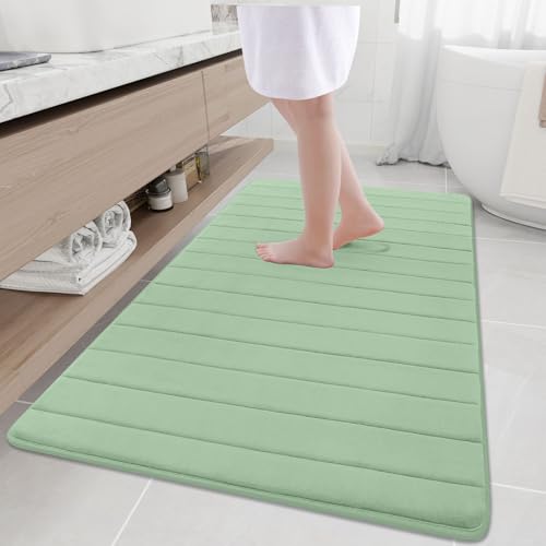 Buganda Memory Foam Bath Mat, 59" x 34", Ultra Soft Bathroom Rugs, Water Absorbent and Machine Washable Bath Rug Runner for Bathroom, Shower, and Tub, Sage Green - color: Sage Green, size: 59" X 34"