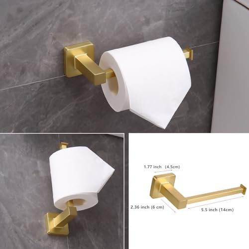 5 Pieces Brushed Gold Bathroom Hardware Accessories Set,Stainless Steel 23.6" Hand Towel Bar Set Gold, Toilet Paper Holder, Towel Holder Set,Towel Rack Set for Bathroom - color: Brushed Gold