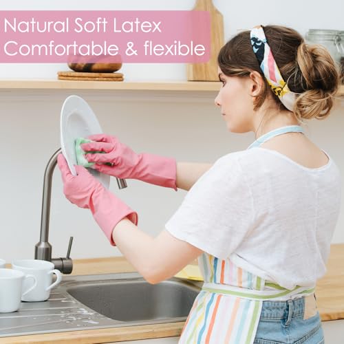 12 Pairs Rubber Cleaning Gloves for Dishwashing Reusable Kitchen Gloves for Washing Dishes and Household - size: Medium