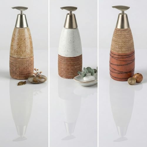 BOPPIE Ceramic Soap Dispenser, Modern Countertop Hand & Dish Soap Dispenser for Bathroom/Kitchen, Refillable Liquid Soap Bottle with Rust Proof Pump (Ceramic Style B) - color: Ceramic Style B