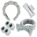 7 Pcs Spa Set, Facial Headband and Wristband Set, Skincare Accessories, College Style Girl Idea Gifts, Hair Accessories for Women and Girls（Grey） - color: Grey