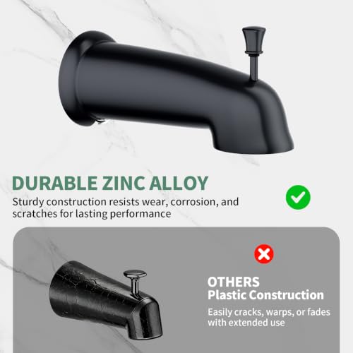 SunCleanse Tub Shower Faucet Set with Pressure Balance Valve, 8-Inch Rain Shower Head and Tub Spout, Single-Handle Shower Trim Kit, Shower Head and Handle Set for Bathroom, Matte Black - color: Matte Black