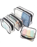Buminee Clear Toiletry Bag, TSA Approved Travel Toiletry Bag, Water Repellent Carry-on Cosmetic Bag for Women & Men, Airline Compliant Shower Bag for Travel Accessories - 4 Pack Black Single Zipper - color: black 4p