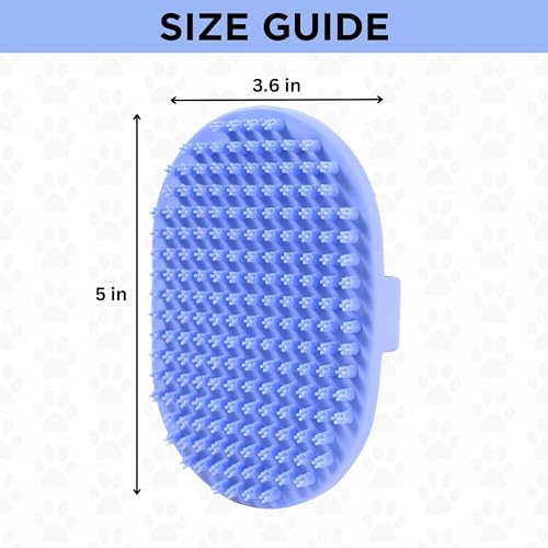 Dog Grooming Bath Brush, Pet Rubber Brush for Shower Scrubbing & Soothing Massage, Ideal for Long & Short Haired Dogs and Cats, Essential Puppy Accessories, Short-Pins [We Love Doodles] - size: Short Pins