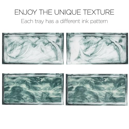 Emibele Bathroom Vanity Tray Countertop, 10" Rectangular Marble Resin Tray | Dresser Kitchen Sink Tray, for Jewelry Cosmetic Perfume Soap Candle, Lightweight Waterproof Tray, Medium, Ink Green - color: Ink Blue, size: 10" x 6.1" x 0.8"