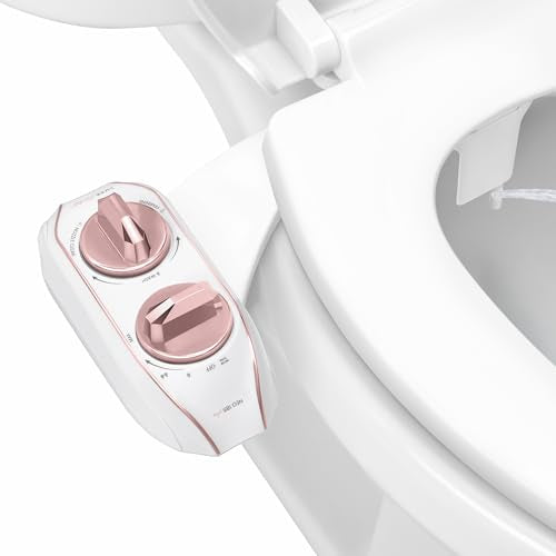LUXE Bidet NEO 185 Plus - Dual Nozzle, Non-Electric Bidet Attachment for Toilet Seat, Patented Slide-In Install, 360° Self-Clean, EZ-Lift to Clean, Feminine & Rear Wash (Rose Gold) - color: Rose Gold