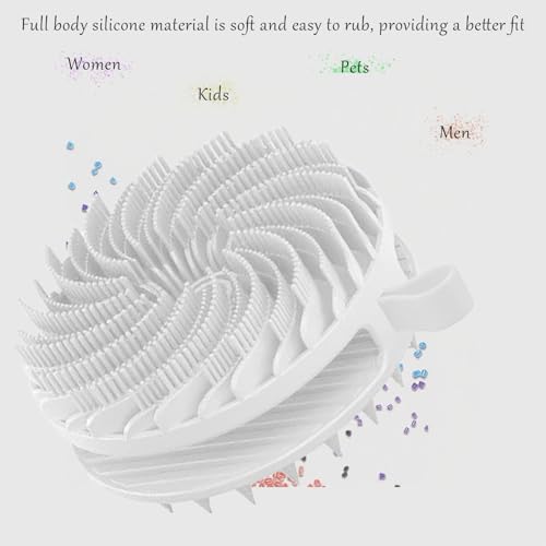 Douji Double-Sided Silicone Body Scrubber Shower Bath Brush, Handheld Cleansing Skin Brush for Sensitive Kids Women Men All Kinds of Skin（White） - size: White
