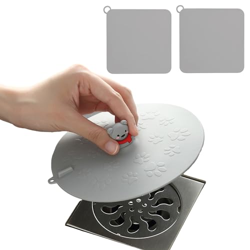 MAOYONG Bathroom Tub Drain Stopper and Cover Set for Bathtub Shower Overflow Plug Sink Maintenance Laundry Tub Floor and Bathroom Drain Cover 3PCS - color: Gray