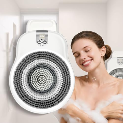 Electric Shower Brush for Body -Wall Mounted Back Scrubber for Shower – Exfoliating Soft Bristles, Hands-Free Wall-Mounted Design, Back Scrubber for Shower, Perfect for Men and Women, Easy to Install - size: 16