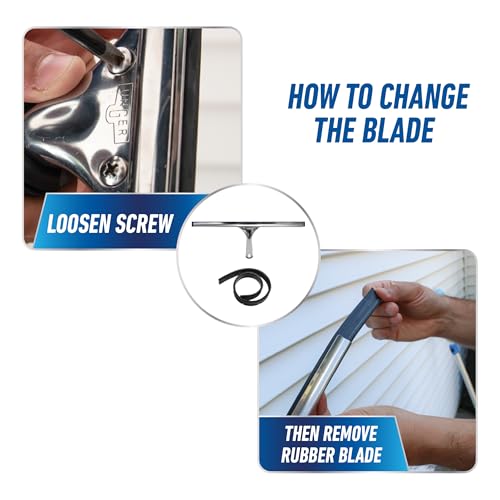 Unger Professional 16” Stainless Steel Window & Glass Cleaning Squeegee - Cleaning Supplies, Heavy Duty Squeegee for Window Cleaning, Streak Free Results - size: 16-inch, style: Squeegee