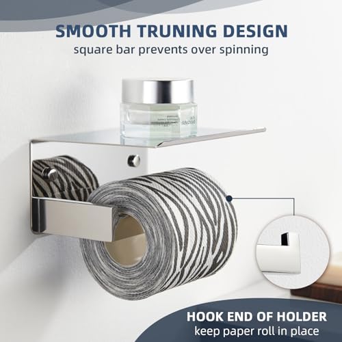 Angle Simple Toilet Paper Holder with Shelf Polished Chrome, 304 Stainless Steel Toilet Tissue Roll Holder Wall Mount - color: Polished Chrome, size: Single Rod