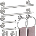 8 Pieces Bathroom Towel Rack Set, Includes 2PCS 23.6 inch Towel bar, 2PCStowel Hook, 2 PCS Towel Ring, 2PCS Toilet Paper Holder-Brushed Nickel Bathroom Accessories Sets - color: Brushed Silver, size: 8pcs-24inch