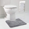 Walensee Bathroom Contour Rug (20x24, Grey) Non Slip Bath Mat for Water Absorbent Soft Microfiber Shaggy Machine Washable U Shape For Toilet