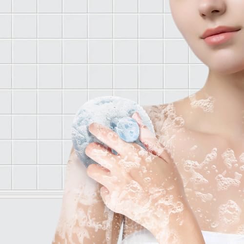 4 Super Soft Sunflower Suction Cup Bath Ball, 2 in 1 Exfoliating Bath Sponge, Shower Ball, Loofah with Suction Cup, Body Sponges for Shower, Sunflower Suction Cup Sponge, Bathing Sponges for Women