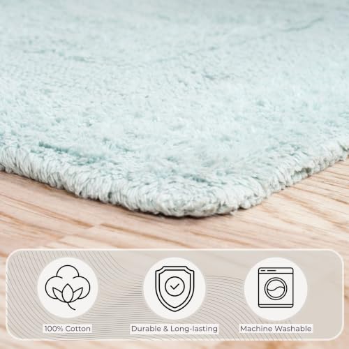 Cotton Bath Mat Set- 2 Piece 100 Percent Cotton Mats- Reversible, Soft, Absorbent and Machine Washable Bathroom Rugs By Lavish Home (Seafoam) - color: Seafoam