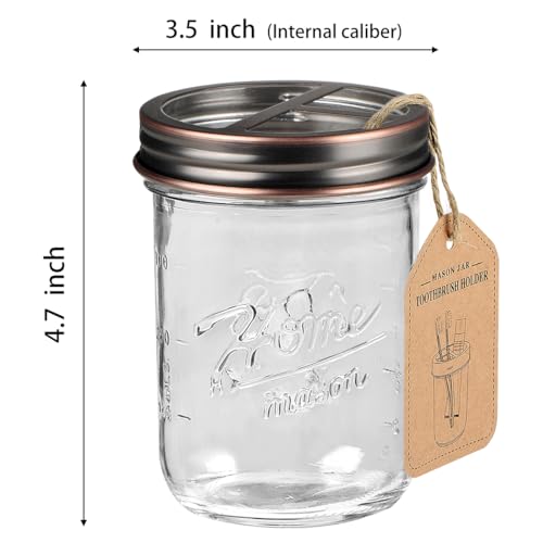 SheeChung Mason Jar Toothbrush Holders, Glass Toothbrush Holders for Bathroom, Bathroom Essentials, Mason Jar Bathroom Accessories Set, Bathroom Countertop Organizer-Oil Rubbed Bronze - color: Oil Rubbed Bronze