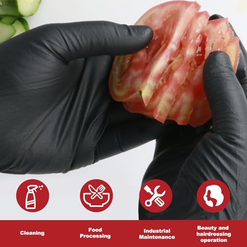 Disposable Gloves Large, Nitrile and Vinyl Blend Latex Free Gloves, 4 Mil,1000 Pc. Food Grade Glove for Cleaning, Food Prep, Hair Dye, Tattoo, Black - color: Black, size: Large-1000pc