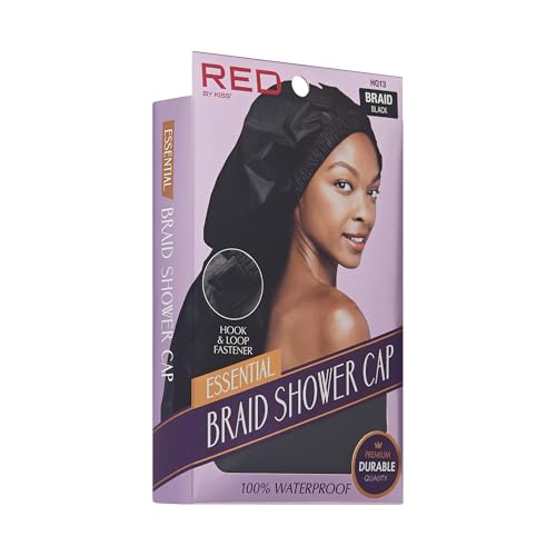 Red by Kiss Essential Super Large Waterproof Braid Shower Cap, Reusable Caps with Elastic Band - size: Braid Cap (Pack of 1)