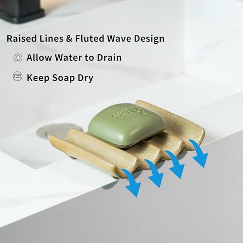 Soap Dish Bar Sponge Soap Holder for Shower, Self Draining Water Soap Saver Keeper for Bathroom and Kitchen, Yellow - color: Yellow, size: Fluted
