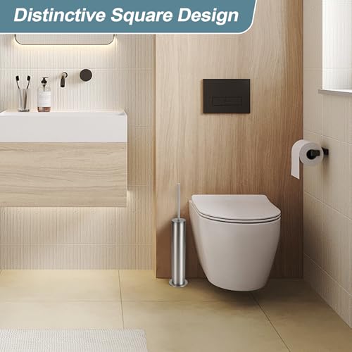 BGL Toilet Brush and Holder Set, Heavy Duty 304 Stainless Steel, Round Base and Long Handle for Bathroom Deep Cleaning, Drip-Proof, Space Saving for Storag, Stainless Steel - color: Stainless Steel