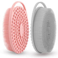 Silicone Body Scrubber 2 Pcs Silicone Loofah Exfoliating Body Scrubber for Men Women Soft Silicones Shower Scrubbers Double Sided Silicones Bath Bodys Brush for All Skin Lather Well, Gray and Pink - size: gray+pink