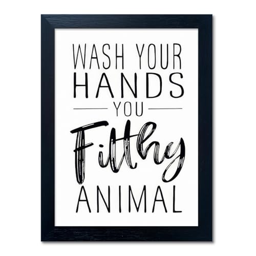 Bathroom Quotes Wall Decor, Black and White Bathroom Wall Art, Toilet Decor Signs Small Black Framed Canvas Art for Kid's Washroom - color: J001, size: 10"L x 8"W