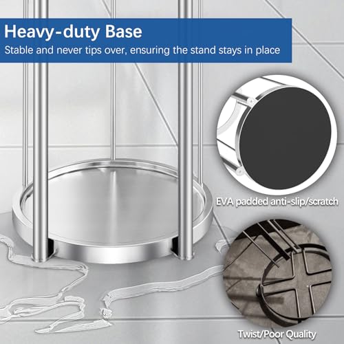 Brushed Nickel Toilet Paper Stand Free Standing Heavy Base 3 Rolls Toilet Paper Roll Holder for Bathroom Storage - color: Brushed Nickel