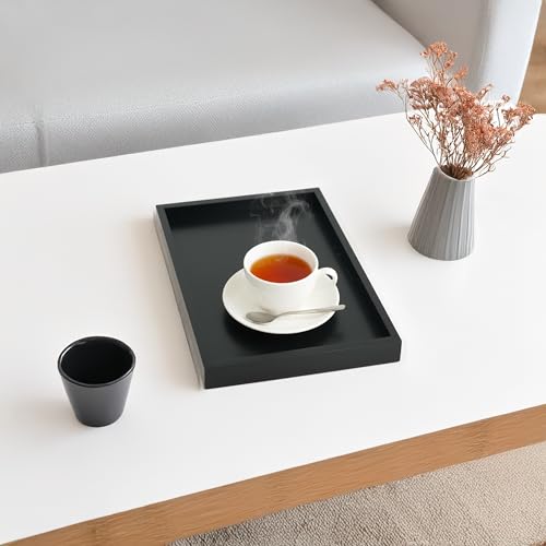 Natural Bamboo Serving Tray Platter 13 x 9 Rectangular, Black - color: Black, size: 13" x 9" x 1.2"