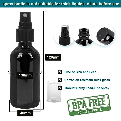 NOOEEISS Black Glass Small Spray Bottle 2 oz 24 Packs,Fine Mist Sprayer Small Clear Bottles,Refillable Containers mini spray bottles for Cleaning Solutions and Skin Care (Black 24pcs) - color: Black, size: 24Pack