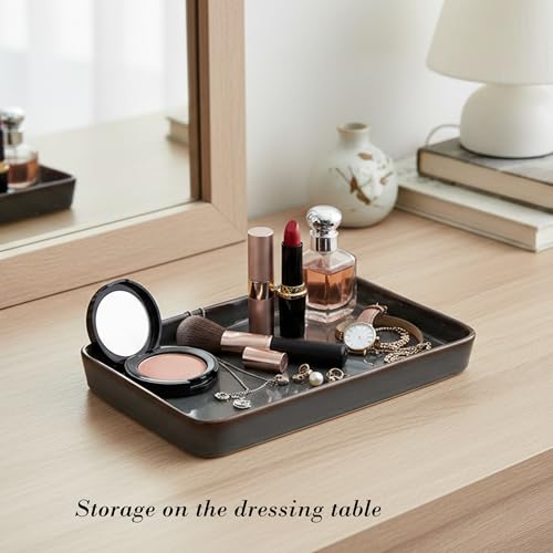 10"×6"×1" Bathroom Vanity Tray for Countertop- Ceramic Decorative Organizer Tray for Dresser Tops, Toilet, Perfume, Sponge Holder Soap Dish Dispenser for Kitchen Counter- Kiln-Transformed Purple - color: Kiln-transformed Purple-1 Pc