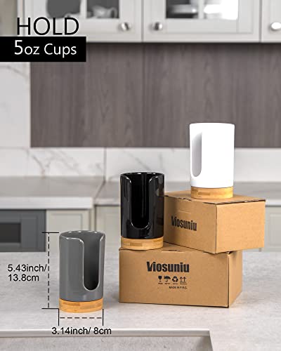 Ceramic Bathroom Cups Dispenser - 3-5 oz Disposable Paper & Plastic Bathroom Cups Holder - Mouthwash Cups Dispenser for Bathroom, Guest Toiletries, Countertop, Coffee - BPA Free (Grey) - color: Grey