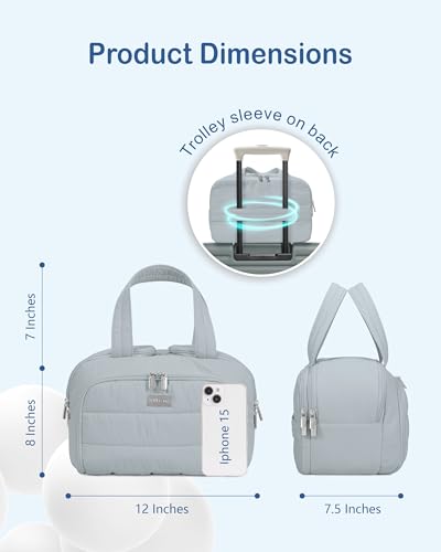 TOPDesign Travel Toiletry Bag for Women, Puffer Large Toiletry Bag, Lightweight Cosmetic Makeup Organizer with Handle for Traveling, Accessories, Essentials, Toiletries (Light Grey) - color: Light Grey
