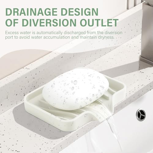 Silicone Soap Dish with Drain, SAISN Kitchen Soap Tray for Shower 2 Pack Self Draining Soap Dish Soft Bathroom Soap Holder for Kitchen Sink Flexible Portable Soap Saver, Beige - color: Beige